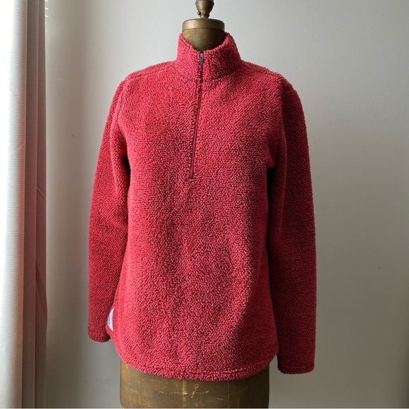 HOT CHILLYS quarter-zip fluffy warm red-orange ladies pullover Large - Picture 1 of 9